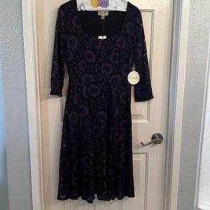 Lindy Bop Purple/Black Lace Dress sz6 (10UK)